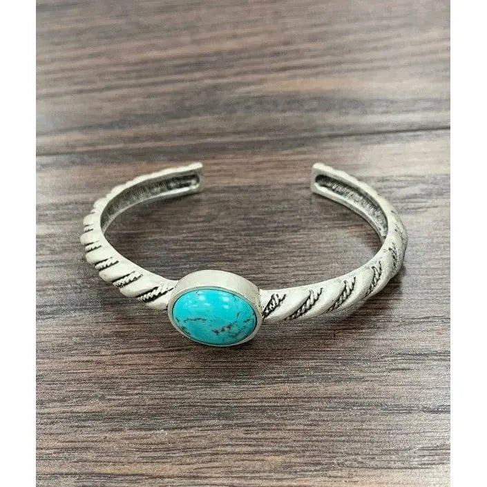Natural turquoise "C" cuff bracelet - LECCE