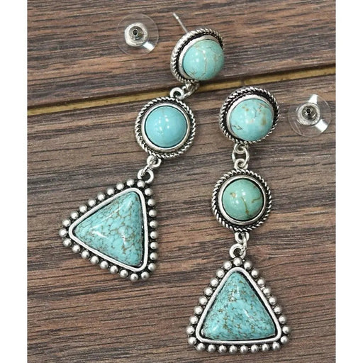 Natural Turquoise Post Dangling Earrings - LECCE