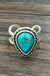 Natural Turquoise Tear Drop Ring - LECCE