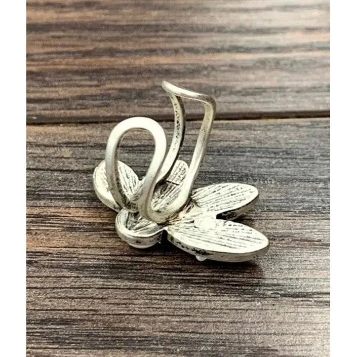 Natural White Turquoise Adjustable Ring, Bronze Double Band - LECCE