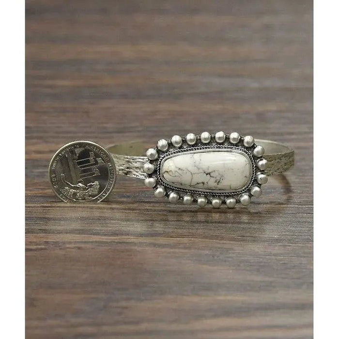 Natural white turquoise cuff bracelet - LECCE