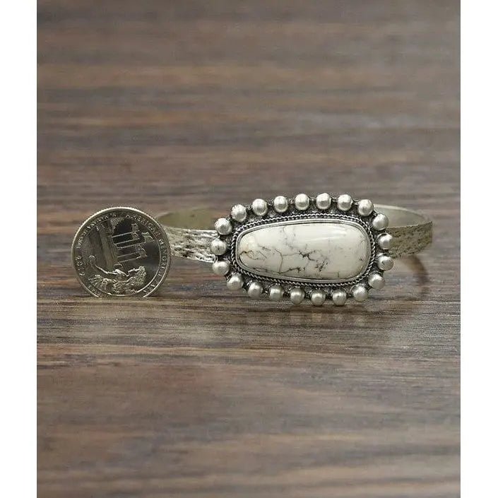 Natural white turquoise cuff bracelet - LECCE