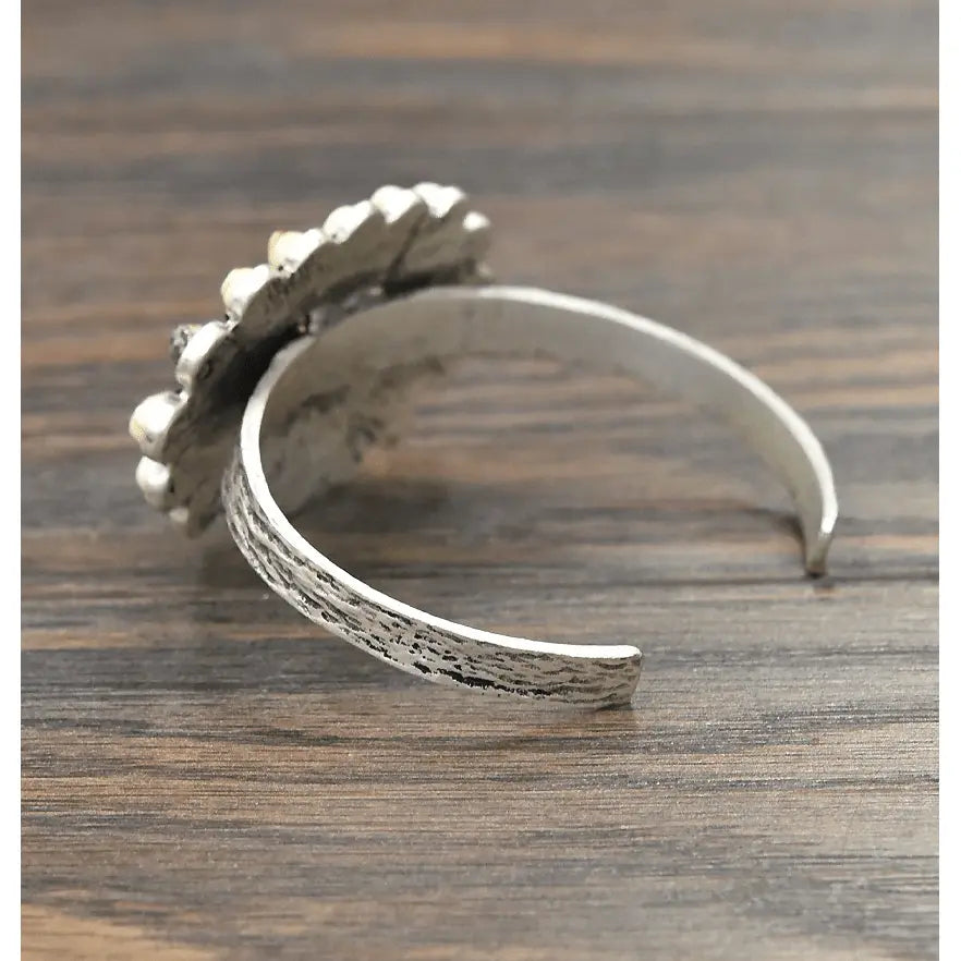 Pulsera de puño Navajo C turquesa blanca natural