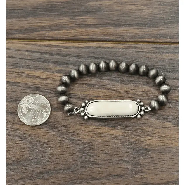Natural White Turquoise Stretch Bracelet - LECCE