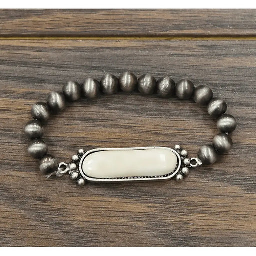 Natural White Turquoise Stretch Bracelet - LECCE