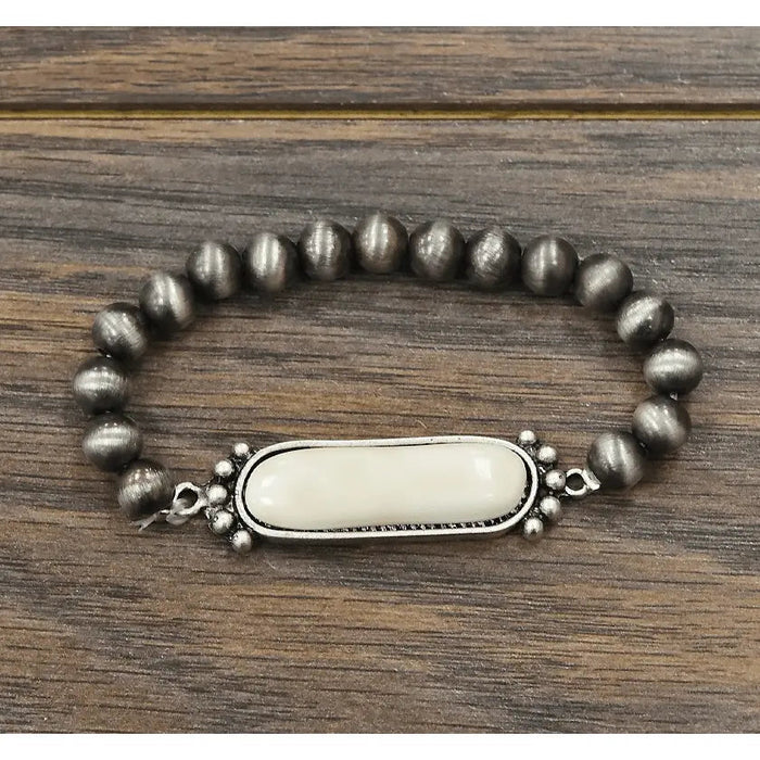 Natural White Turquoise Stretch Bracelet - LECCE