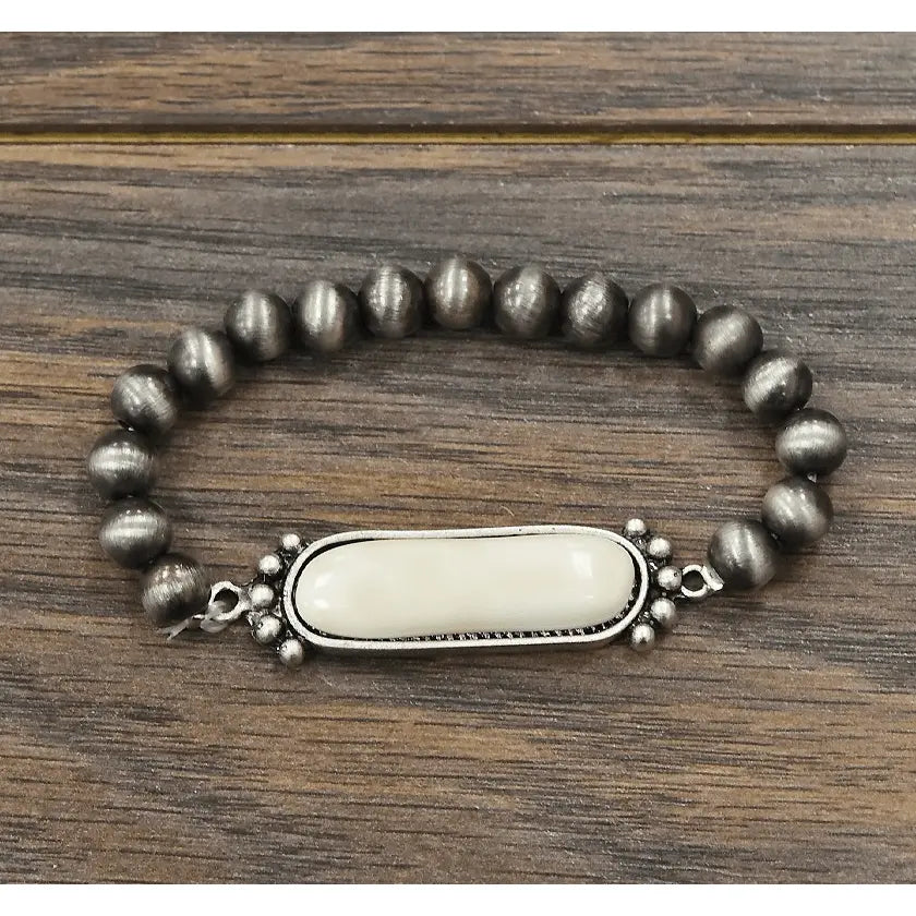 Pulsera elástica de turquesa blanca natural