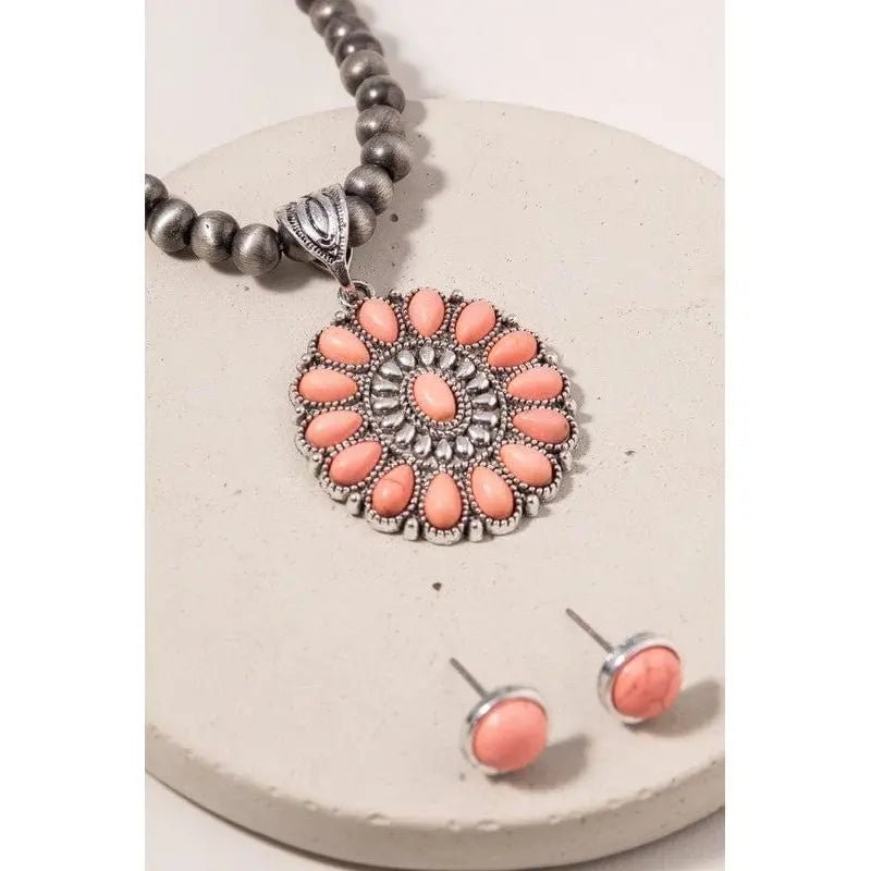 Navajo Necklace Natural Stone Necklace and Earrings - LECCE