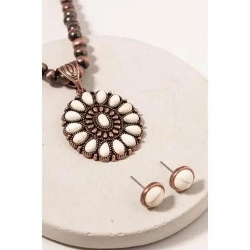 Navajo Necklace Natural Stone Necklace and Earrings - LECCE
