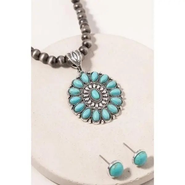Navajo Necklace Natural Stone Necklace and Earrings - LECCE