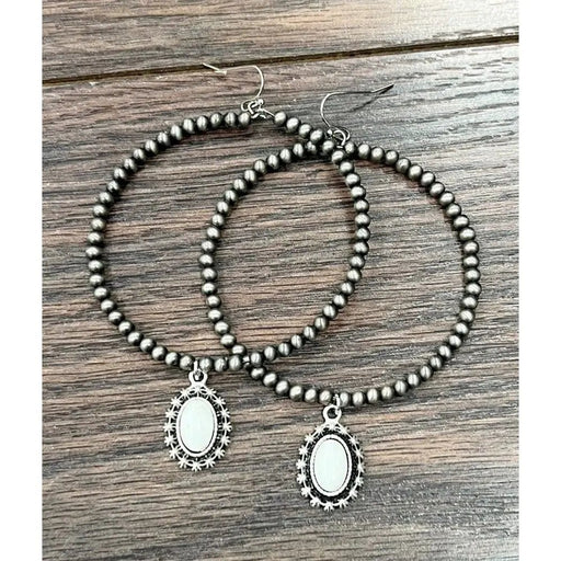 Navajo pearl white turquoise hoop earrings - LECCE