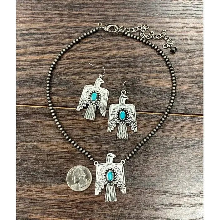 Navajo thunderbird turquoise necklace set - LECCE