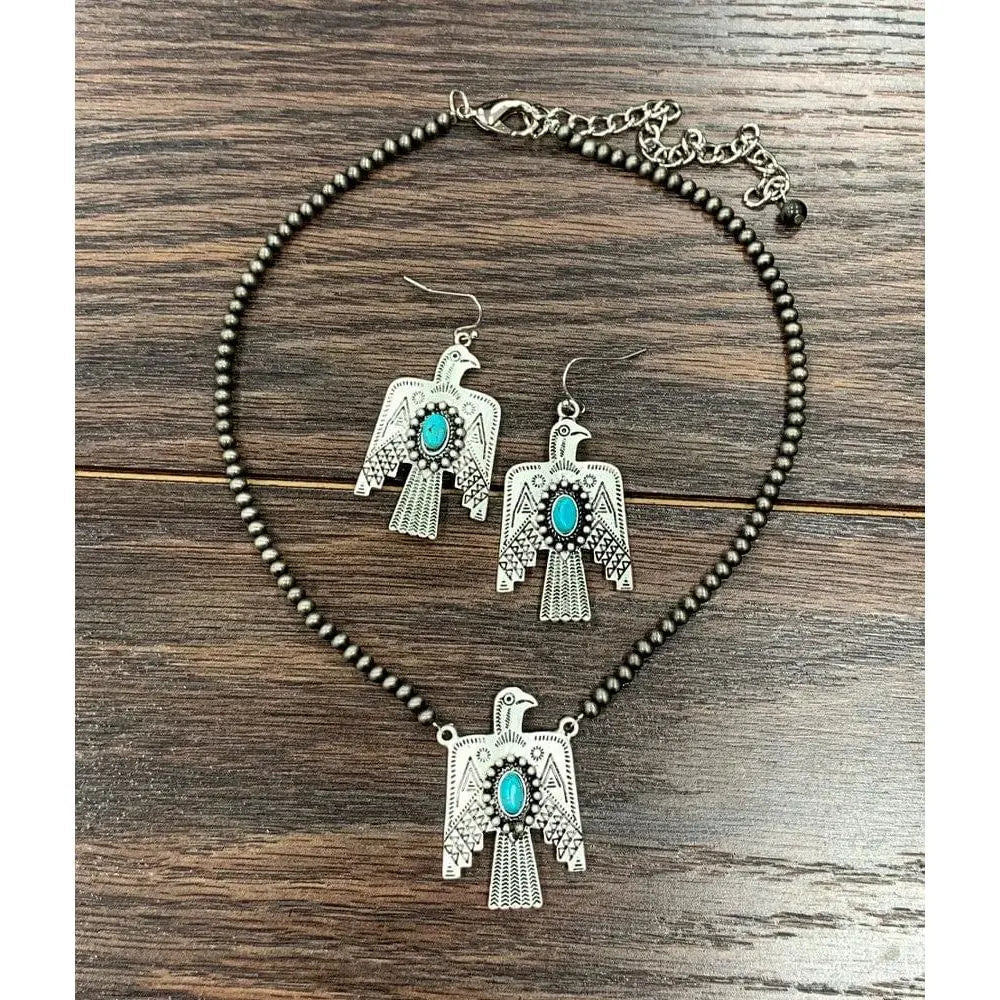 Navajo thunderbird turquoise necklace set - LECCE