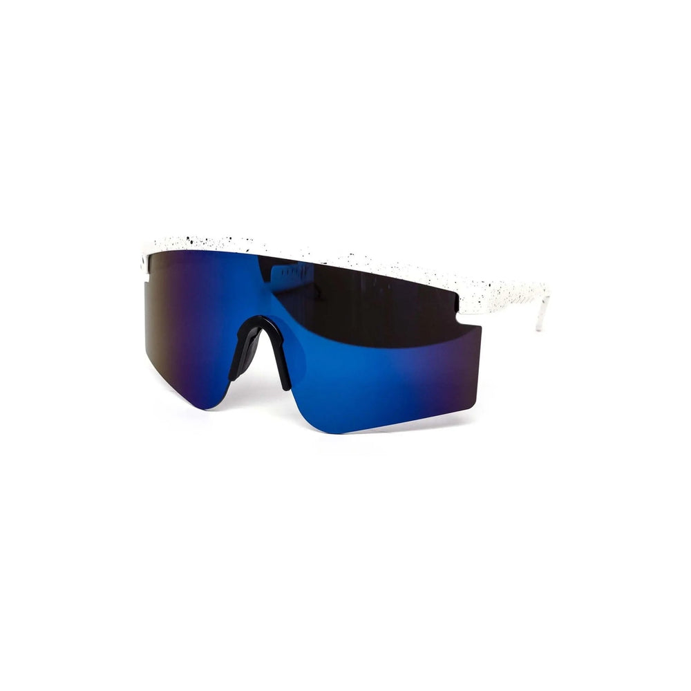 Oversized Sport Splatter Burnt Mirror Sunglasses - LECCE