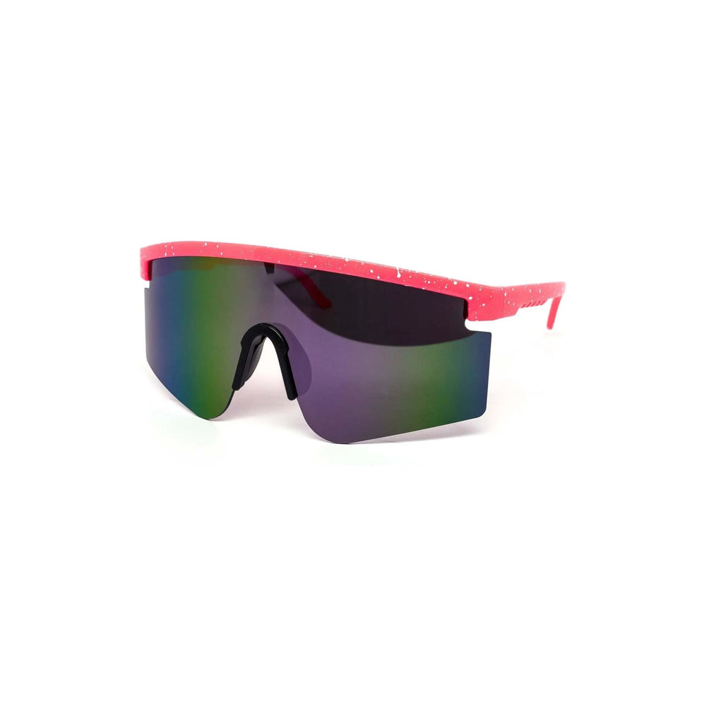 Oversized Sport Splatter Burnt Mirror Sunglasses - LECCE