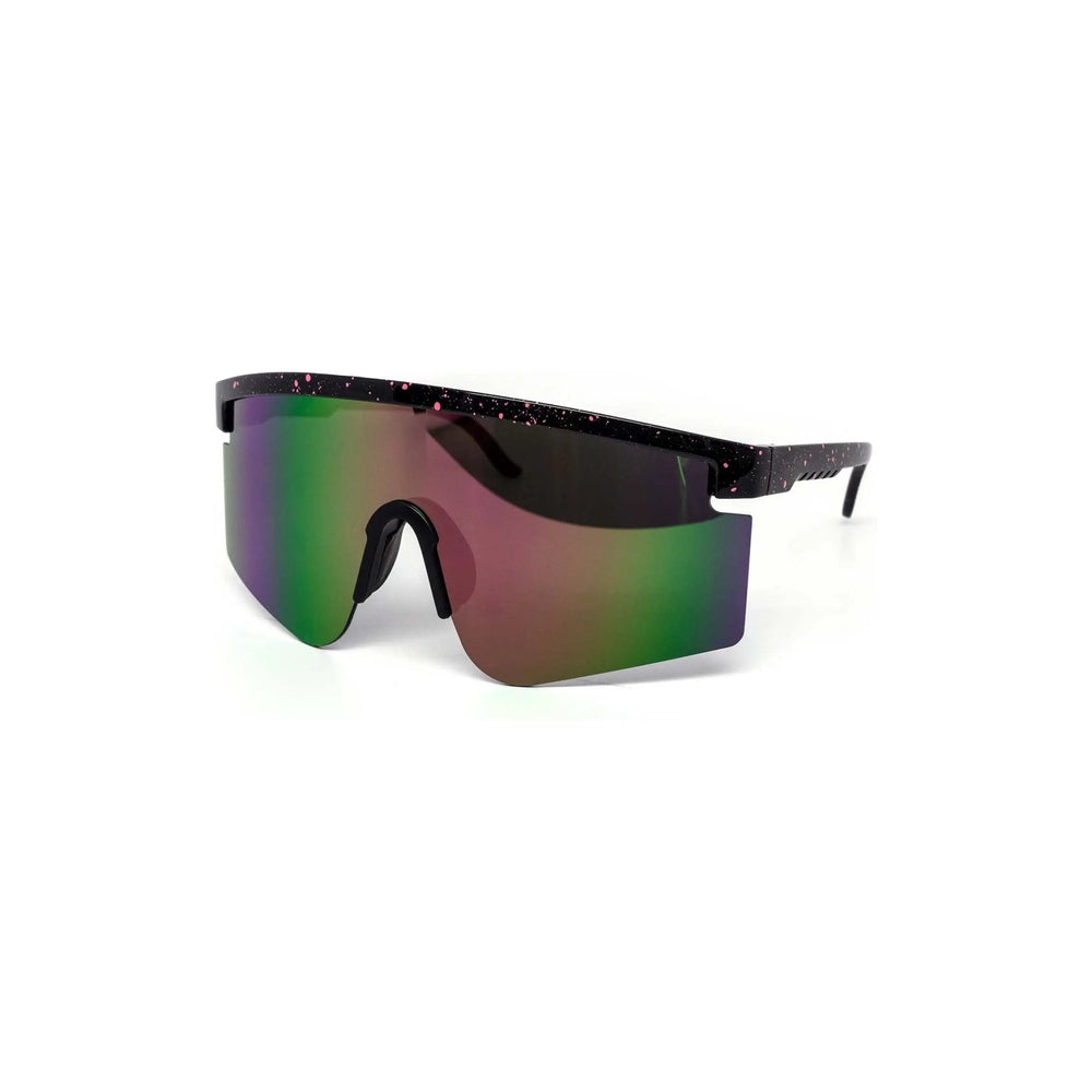 Oversized Sport Splatter Burnt Mirror Sunglasses - LECCE