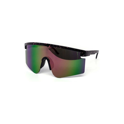 Oversized Sport Splatter Burnt Mirror Sunglasses - LECCE