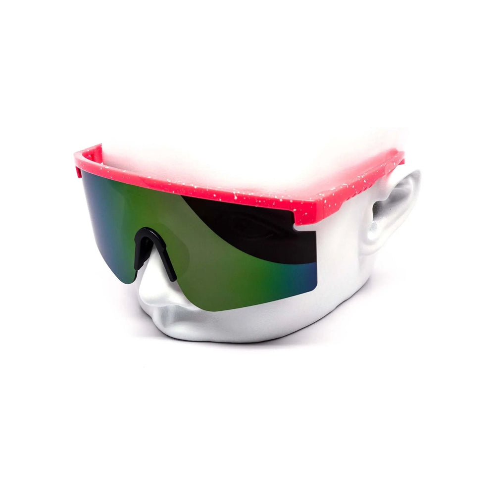 Oversized Sport Splatter Burnt Mirror Sunglasses - LECCE