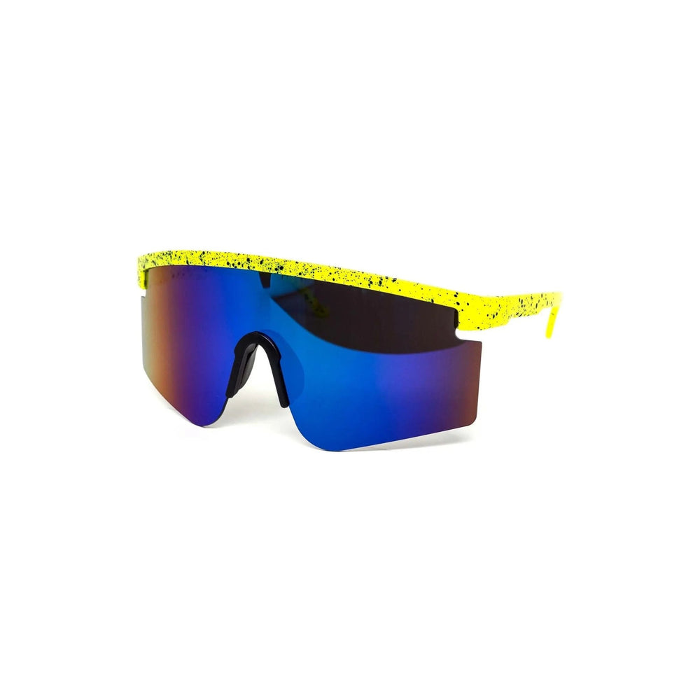 Oversized Sport Splatter Burnt Mirror Sunglasses - LECCE