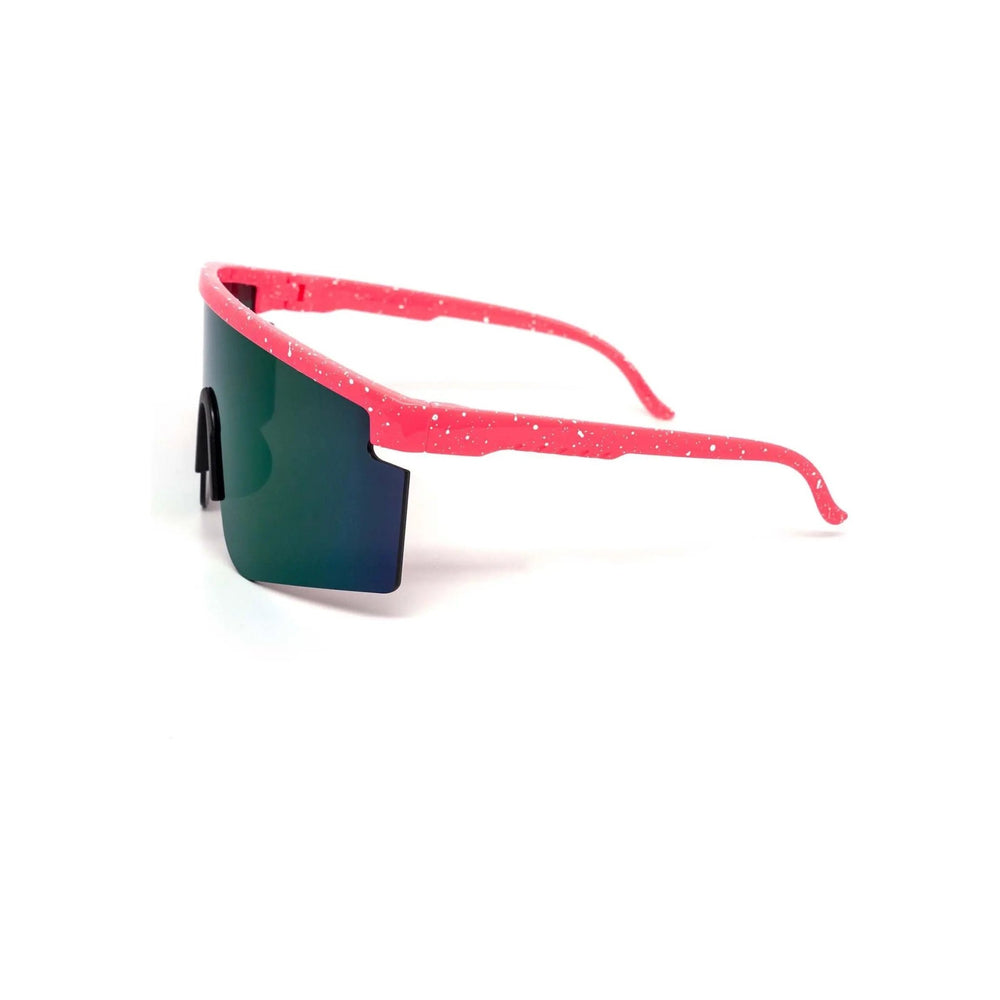 Oversized Sport Splatter Burnt Mirror Sunglasses - LECCE