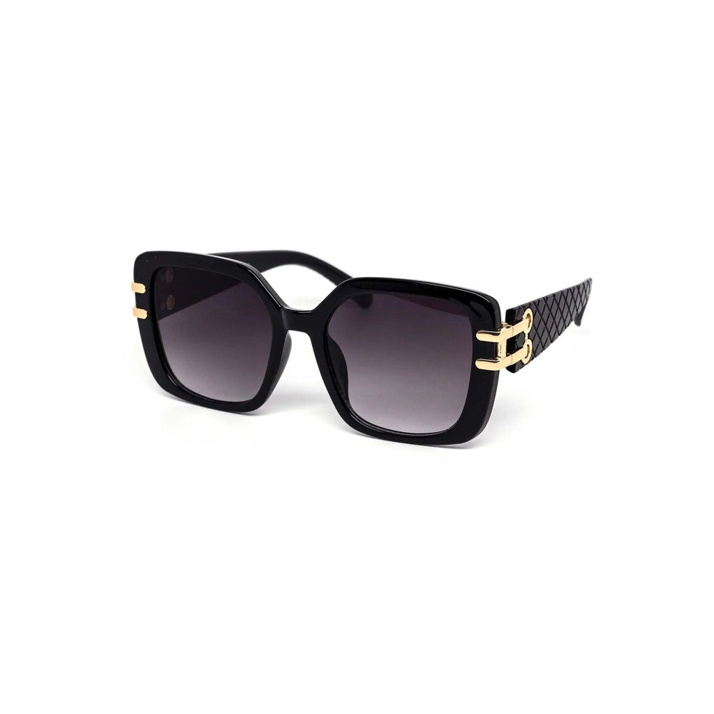 Oversized Square Fashion Cross - Hatched Sunglasses - LECCE