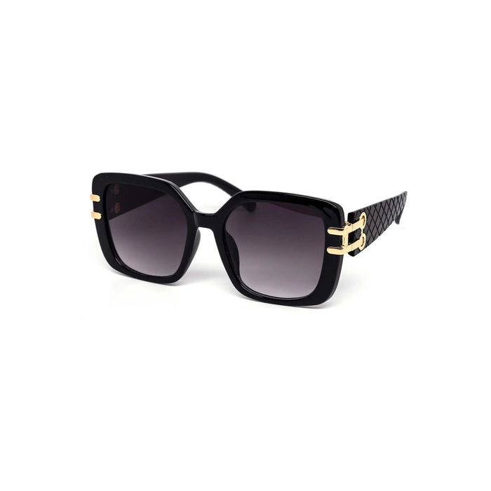 Oversized Square Fashion Cross - Hatched Sunglasses - LECCE