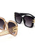 Oversized Square Fashion Cross - Hatched Sunglasses - LECCE