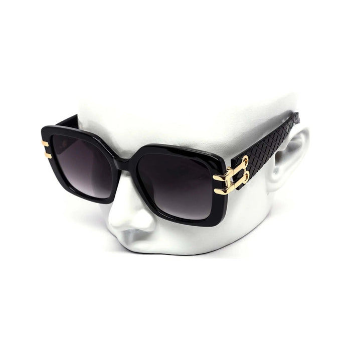 Oversized Square Fashion Cross - Hatched Sunglasses - LECCE