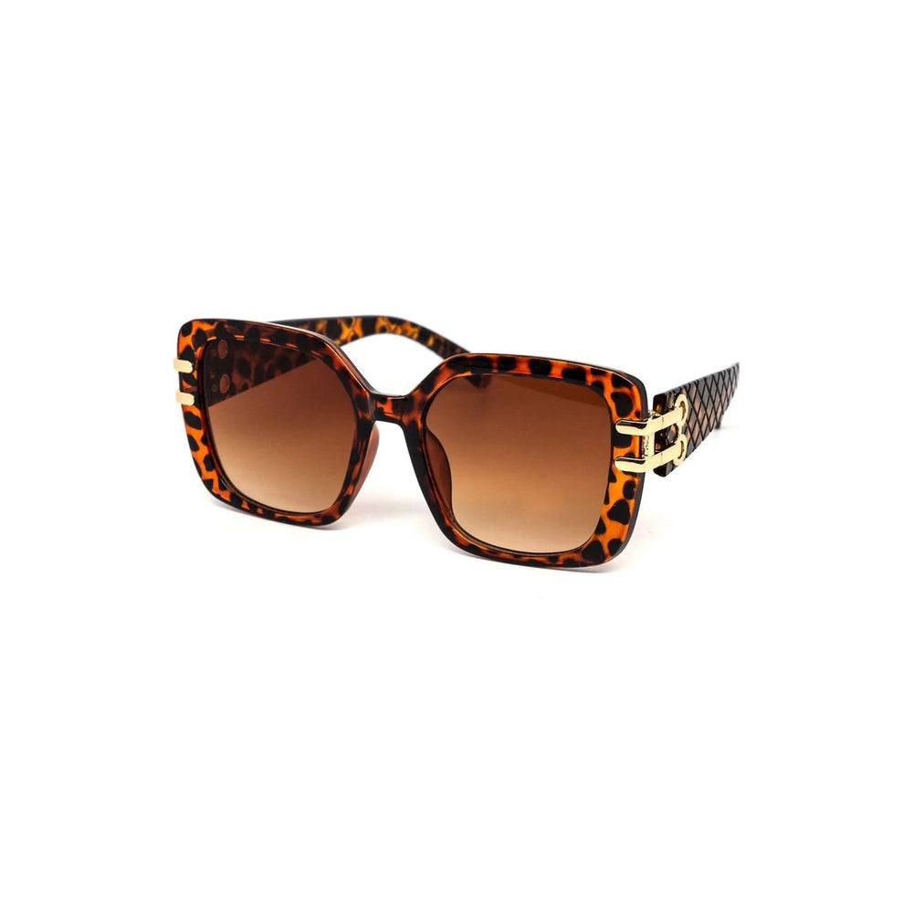 Oversized Square Fashion Cross - Hatched Sunglasses - LECCE
