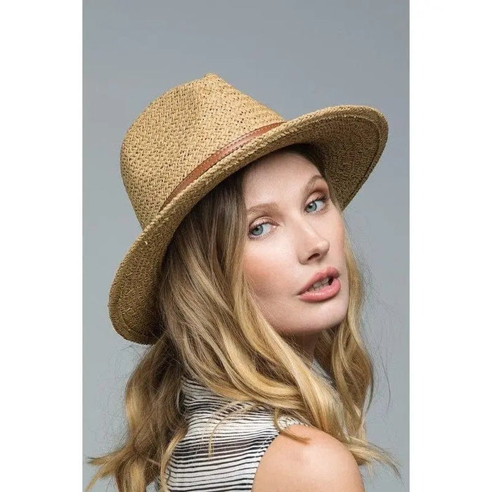 Panama hat with faux leather band accent - LECCE