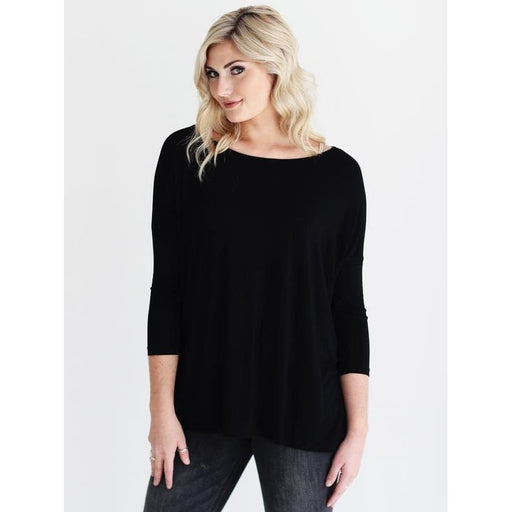 BAMBOO 3/4 SLEEVE TOP Black