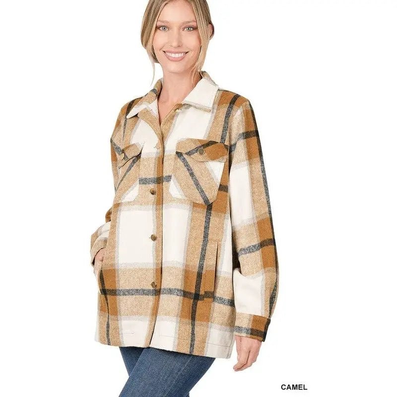 Sobrecamisa oversize de cuadros con bolsillos