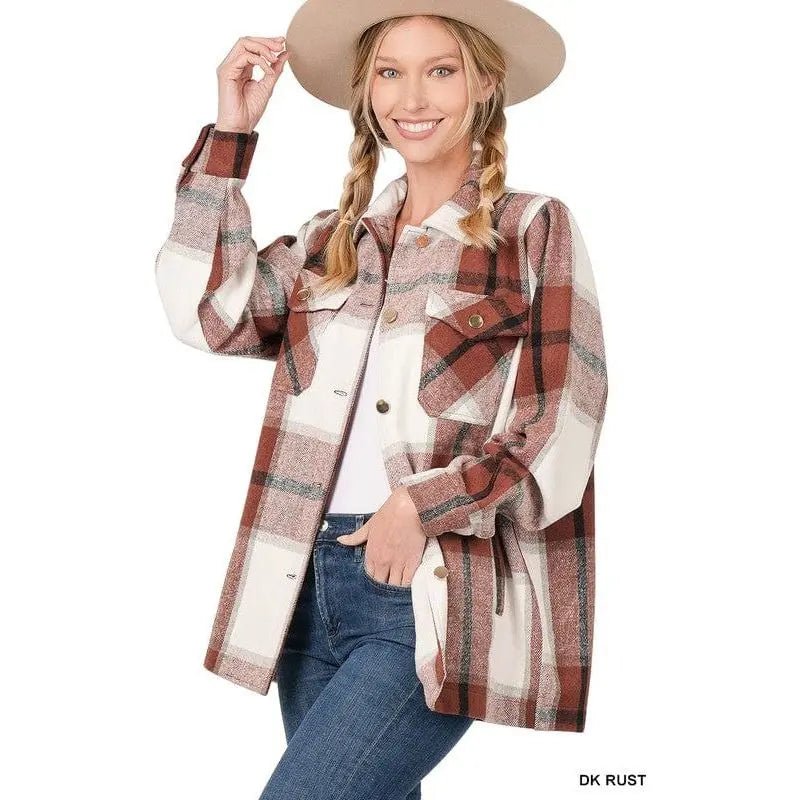 Plaid oversized shacket with pockets - LECCE