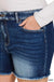 Plus mid rise raw frayed hem denim shorts - LECCE
