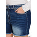 Plus mid rise raw frayed hem denim shorts - LECCE