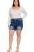 Plus mid rise raw frayed hem denim shorts - LECCE