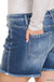 Plus mid rise raw frayed hem denim shorts - LECCE