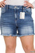 Plus mid rise raw frayed hem denim shorts - LECCE