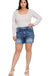 Plus mid rise raw frayed hem denim shorts - LECCE