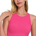 Ribbed seamless racerback crew neck crop tank top - LECCE