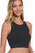 Ribbed seamless racerback crew neck crop tank top - LECCE