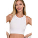 Ribbed seamless racerback crew neck crop tank top - LECCE
