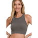 Ribbed seamless racerback crew neck crop tank top - LECCE