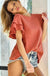 Ruffle sleeve wrinkled cotton gauze top - LECCE