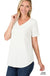 Short sleeve v - neck round hem top - LECCE