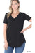 Short sleeve v - neck round hem top - LECCE