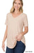 Short sleeve v - neck round hem top - LECCE
