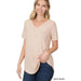 Short sleeve v - neck round hem top - LECCE