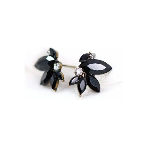 Small Black Crystal Stud Earrings - LECCE
