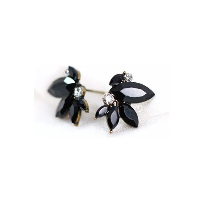 Small Black Crystal Stud Earrings - LECCE